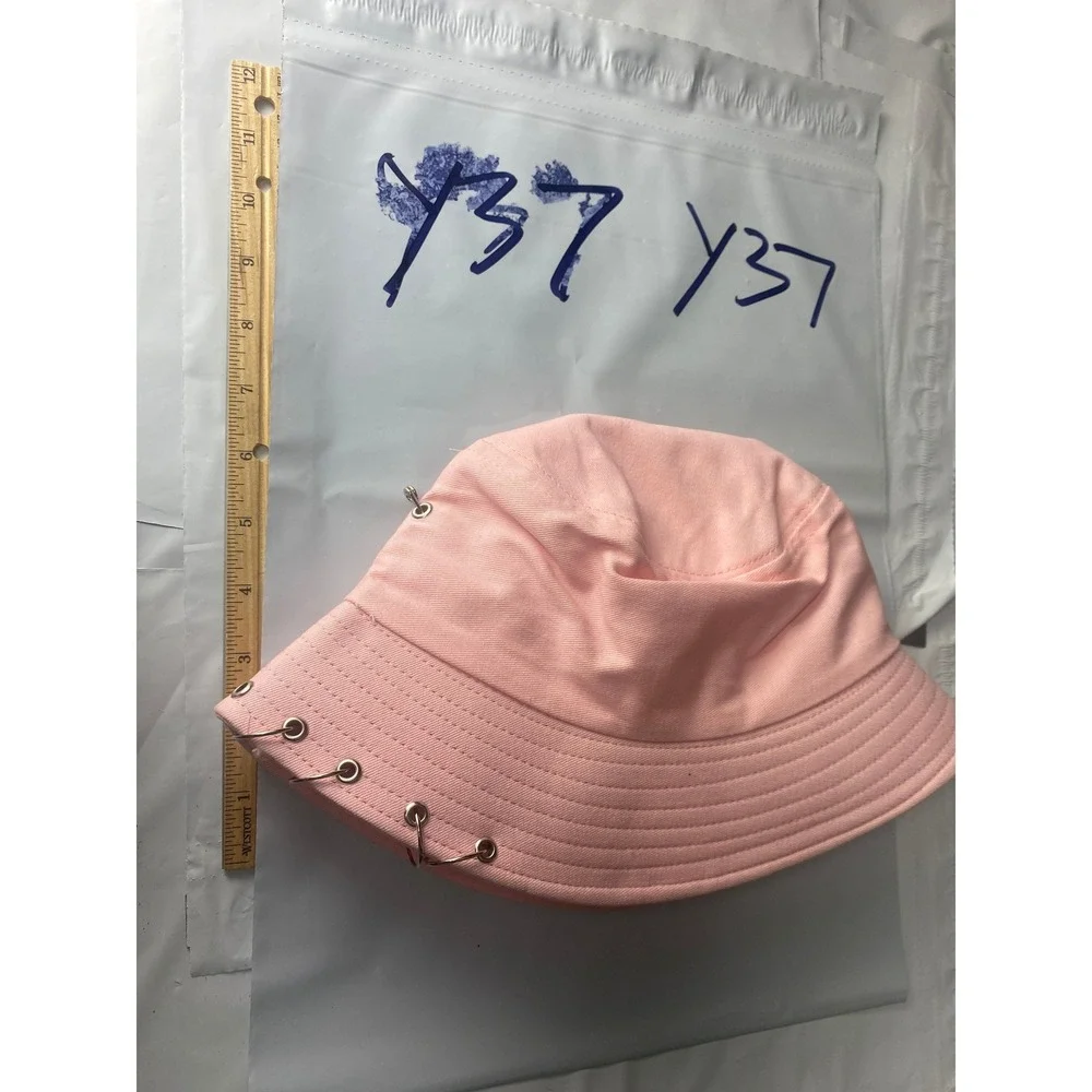Pink‎ Cotton Bucket Hat Casual Outdoor Sun Hat One Size